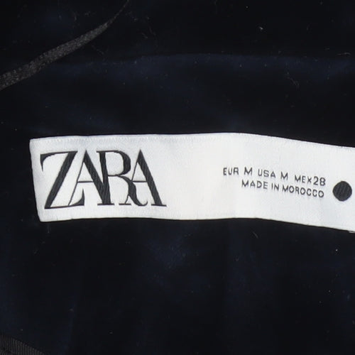 Zara Women’s Navy Blue Velvet Double-Breasted Tuxedo Blazer Size M