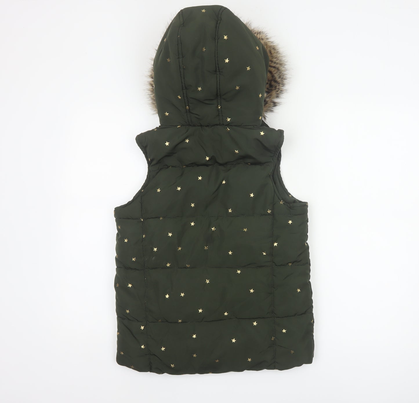 Joules Girls Green Star Print Padded Hooded Gilet Waistcoat 9-10 Years