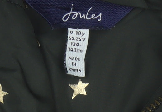Joules Girls Green Star Print Padded Hooded Gilet Waistcoat 9-10 Years