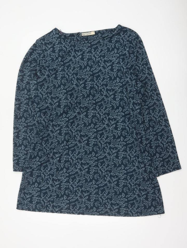 Lily Originals Women’s Blue Floral Jersey Tunic Blouse UK 18 Long Sleeve