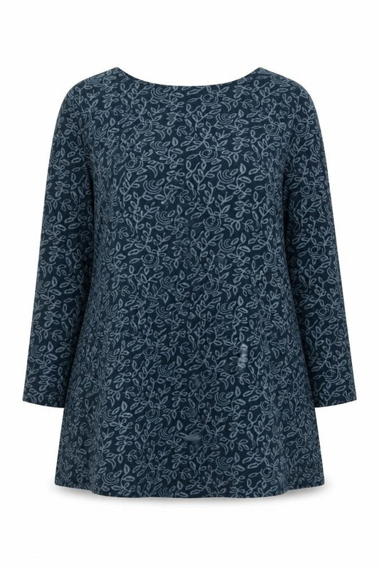 Lily Originals Women’s Blue Floral Jersey Tunic Blouse UK 18 Long Sleeve