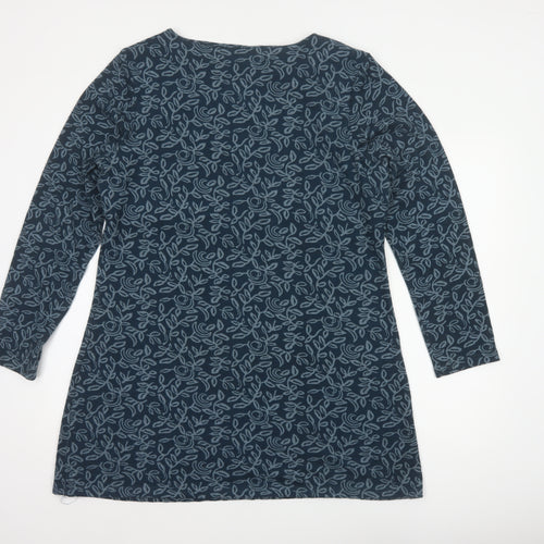 Lily Originals Women’s Blue Floral Jersey Tunic Blouse UK 18 Long Sleeve