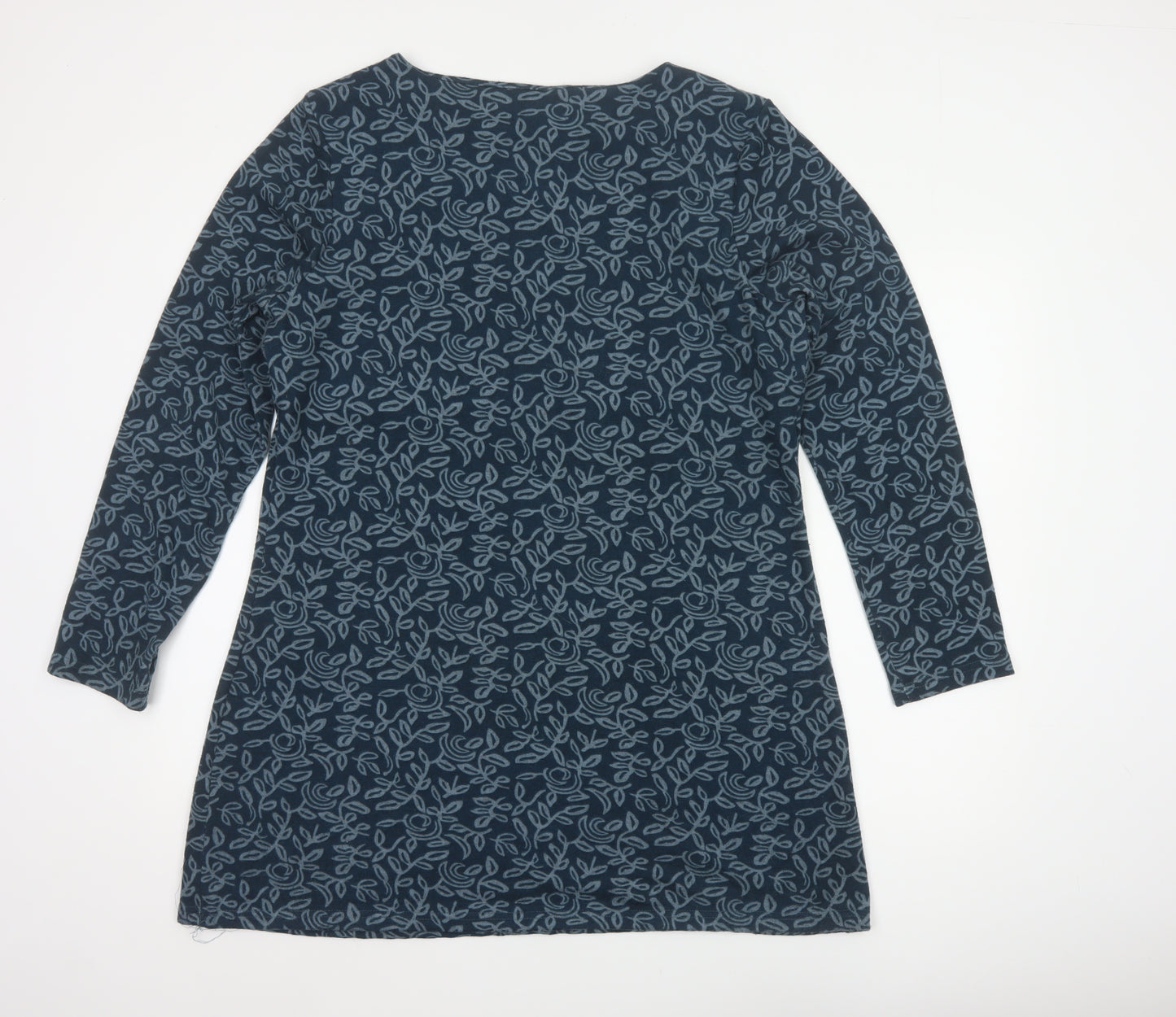 Lily Originals Women’s Blue Floral Jersey Tunic Blouse UK 18 Long Sleeve