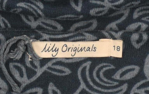 Lily Originals Women’s Blue Floral Jersey Tunic Blouse UK 18 Long Sleeve