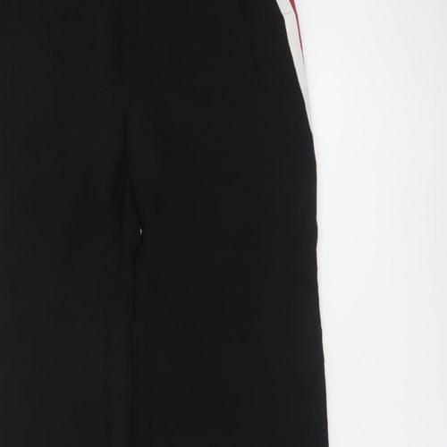 Zara Basic Women Black S Wide-Leg Trousers Red White Side Stripe