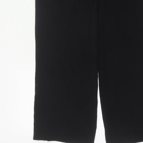 Zara Basic Women Black S Wide-Leg Trousers Red White Side Stripe