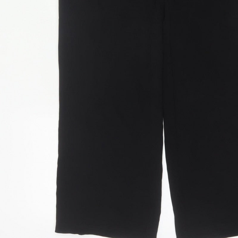 Zara Basic Women Black S Wide-Leg Trousers Red White Side Stripe