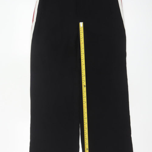 Zara Basic Women Black S Wide-Leg Trousers Red White Side Stripe