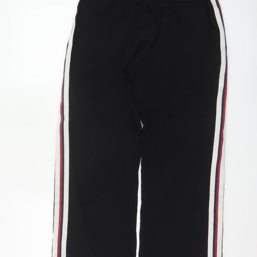 Zara Basic Women Black S Wide-Leg Trousers Red White Side Stripe
