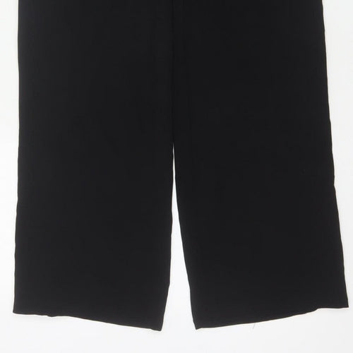 Zara Basic Women Black S Wide-Leg Trousers Red White Side Stripe