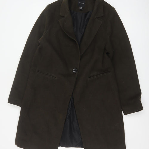 New Look Women’s Brown UK 12 Long Single-Breasted Overcoat