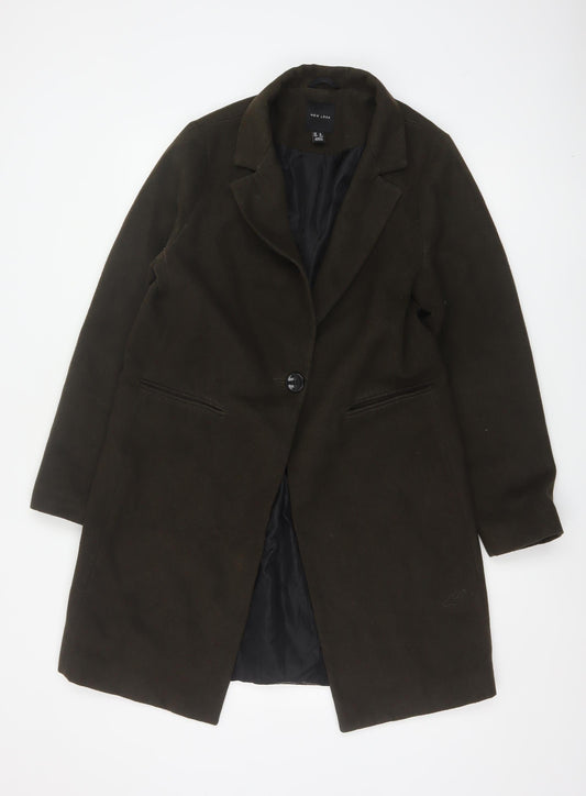 New Look Women’s Brown UK 12 Long Single-Breasted Overcoat