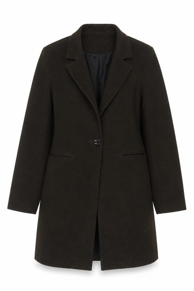 New Look Women’s Brown UK 12 Long Single-Breasted Overcoat