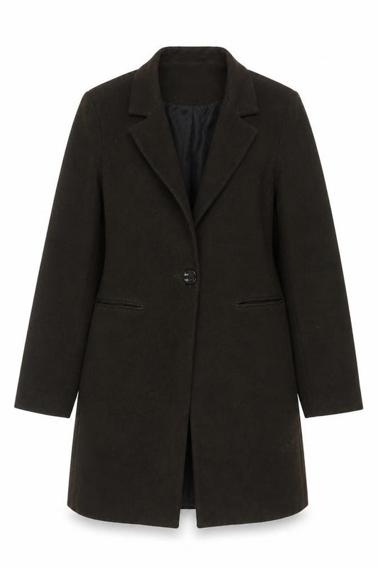 New Look Women’s Brown UK 12 Long Single-Breasted Overcoat