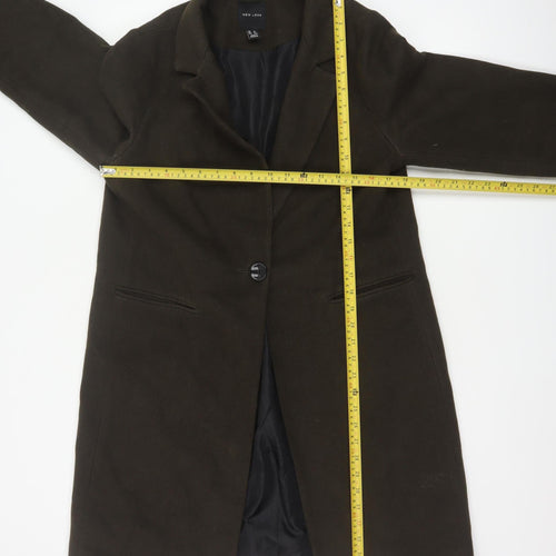 New Look Women’s Brown UK 12 Long Single-Breasted Overcoat