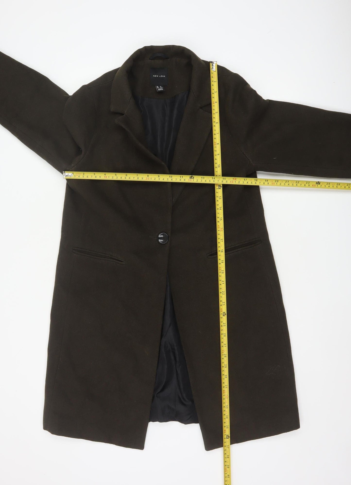 New Look Women’s Brown UK 12 Long Single-Breasted Overcoat