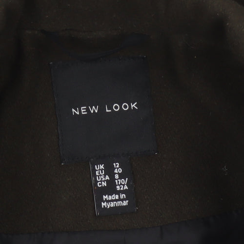 New Look Women’s Brown UK 12 Long Single-Breasted Overcoat