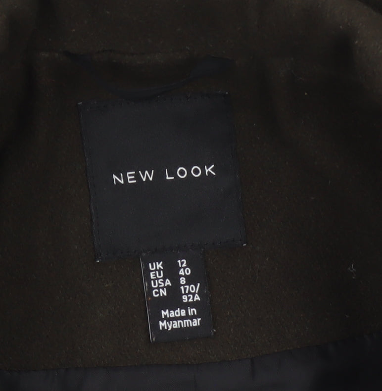 New Look Women’s Brown UK 12 Long Single-Breasted Overcoat
