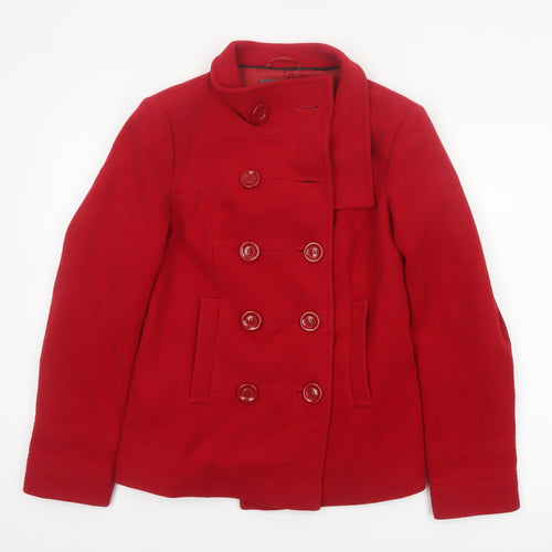 Marks and Spencer Women's Red UK 10 Wool Pea Coat