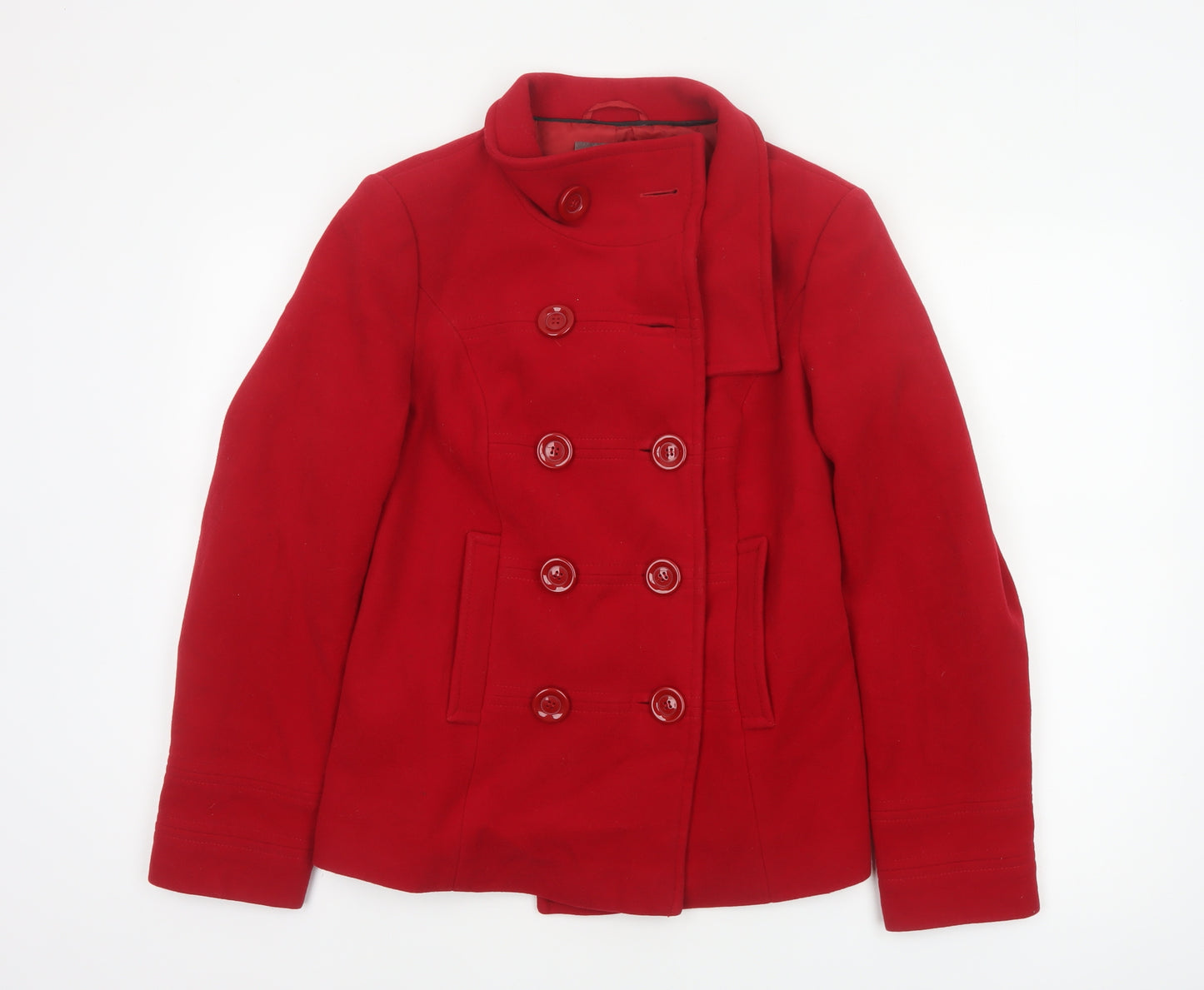 Marks and Spencer Women's Red UK 10 Wool Pea Coat