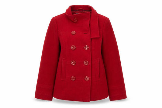 Marks and Spencer Women's Red UK 10 Wool Pea Coat