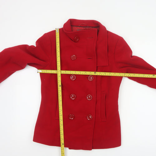 Marks and Spencer Women's Red UK 10 Wool Pea Coat