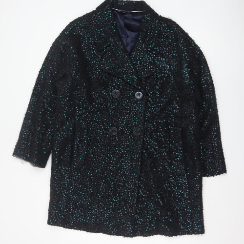 M&S Women’s Black Size 14 Sequin Double Breasted Pea Coat