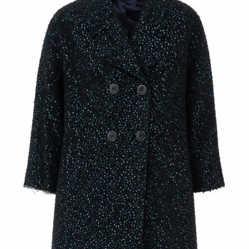 M&S Women’s Black Size 14 Sequin Double Breasted Pea Coat