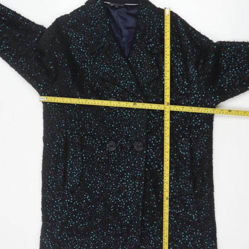 M&S Women’s Black Size 14 Sequin Double Breasted Pea Coat