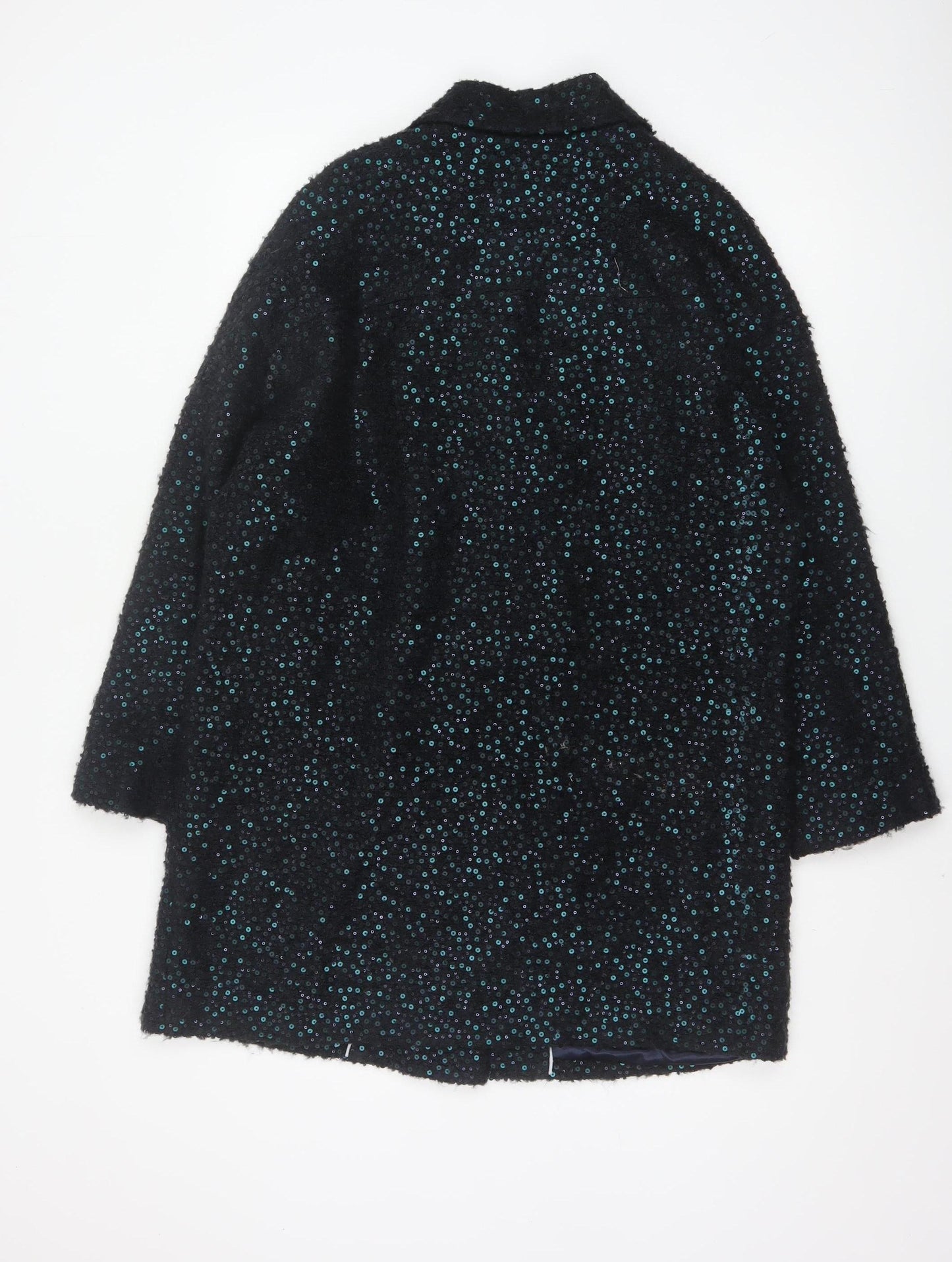 M&S Women’s Black Size 14 Sequin Double Breasted Pea Coat