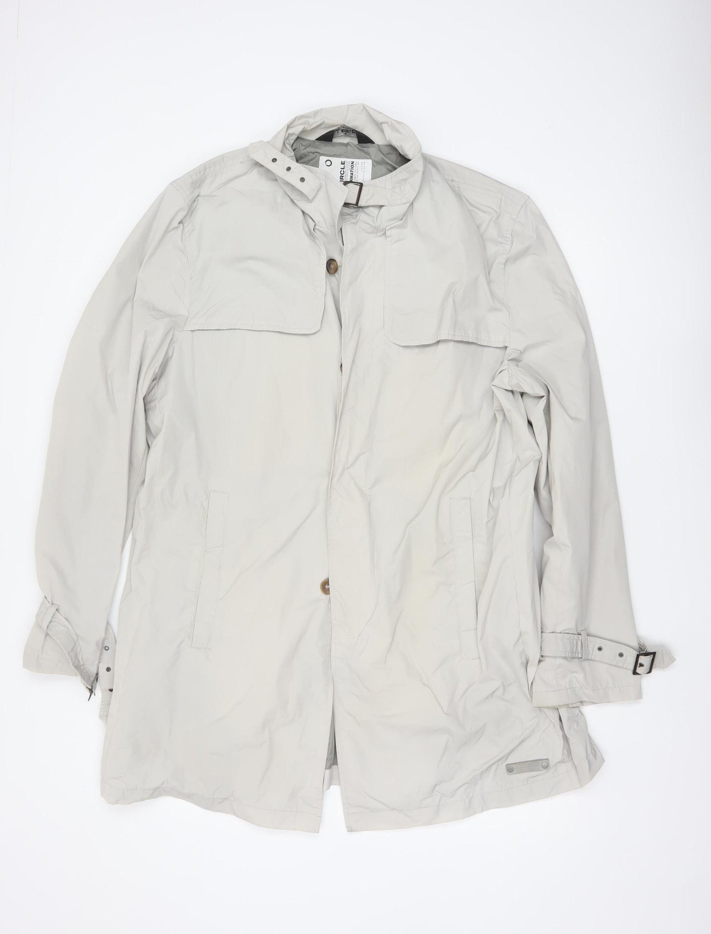 Fullcircle Women Ivory XL Hooded Nylon Rain Coat Jacket