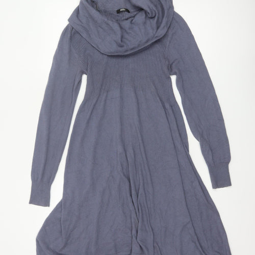 Marks and Spencer Women Blue UK 12 Cowl Neck Knit Jumper Dress