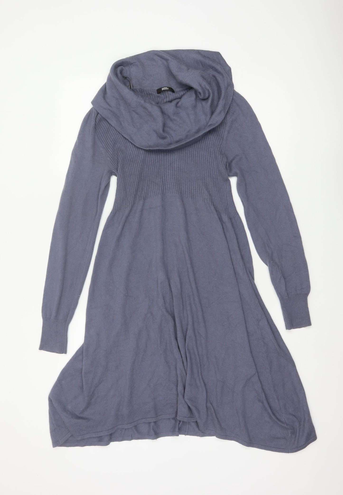 Marks and Spencer Women Blue UK 12 Cowl Neck Knit Jumper Dress