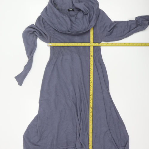 Marks and Spencer Women Blue UK 12 Cowl Neck Knit Jumper Dress