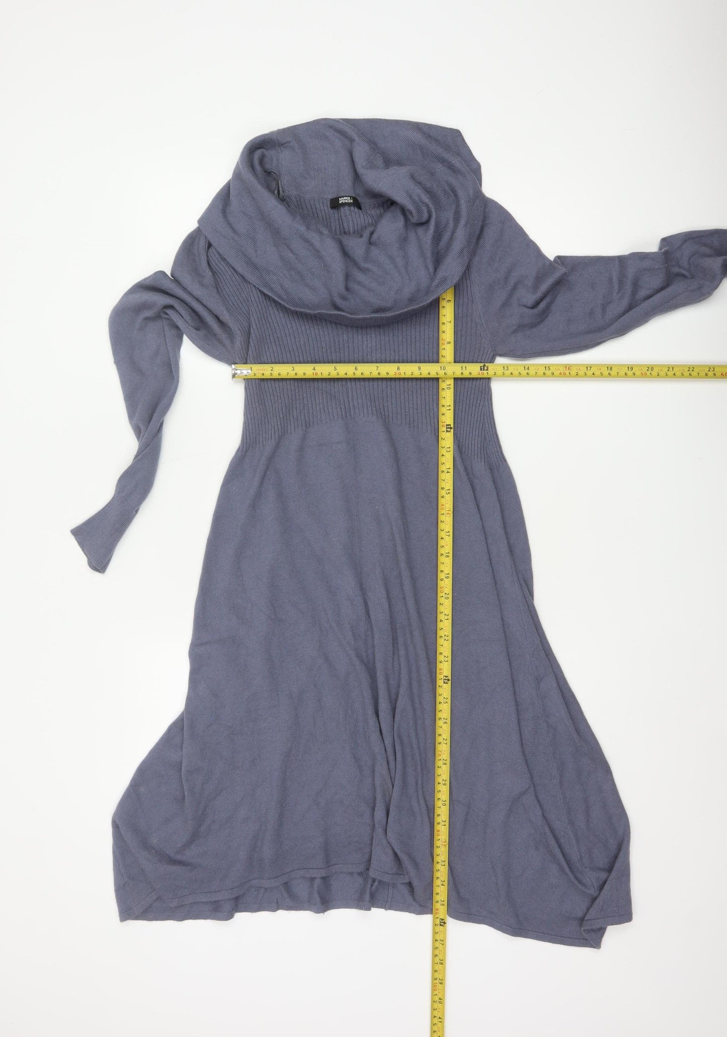 Marks and Spencer Women Blue UK 12 Cowl Neck Knit Jumper Dress