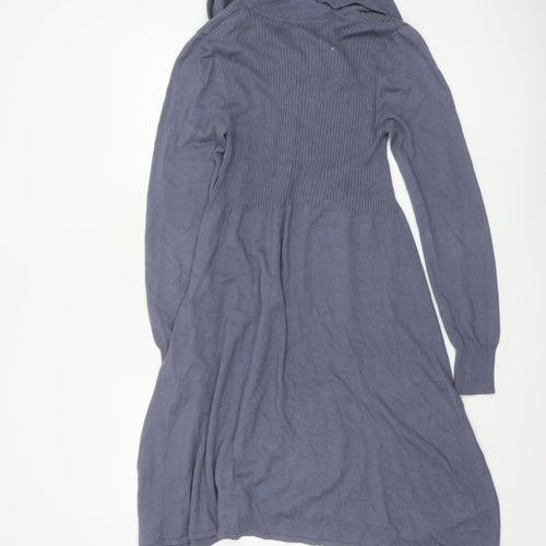 Marks and Spencer Women Blue UK 12 Cowl Neck Knit Jumper Dress