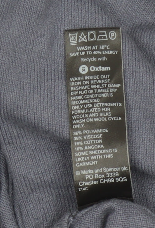Marks and Spencer Women Blue UK 12 Cowl Neck Knit Jumper Dress