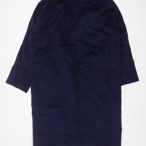 Zara Women Blue XS Long Wool Blend Double-Breasted Overcoat