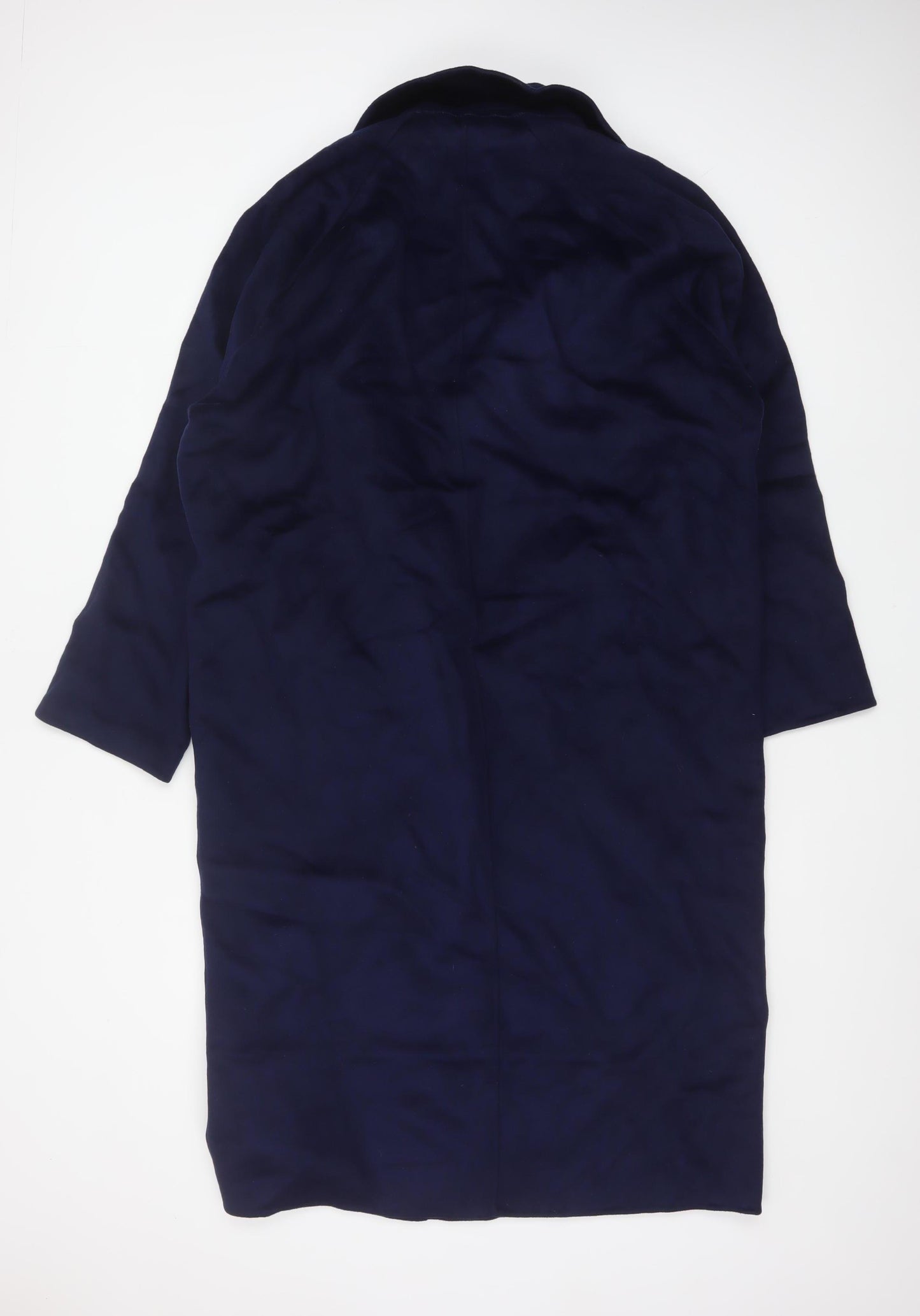 Zara Women Blue XS Long Wool Blend Double-Breasted Overcoat