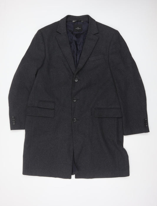 Jeff Banks Men’s Grey Wool Blend Overcoat L 42in Classic Smart Coat