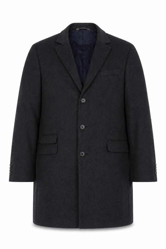 Jeff Banks Men’s Grey Wool Blend Overcoat L 42in Classic Smart Coat