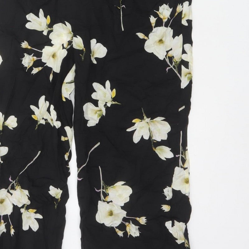Dorothy Perkins Women Black Floral UK 10 Sleeveless Wide-Leg Jumpsuit