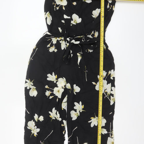 Dorothy Perkins Women Black Floral UK 10 Sleeveless Wide-Leg Jumpsuit
