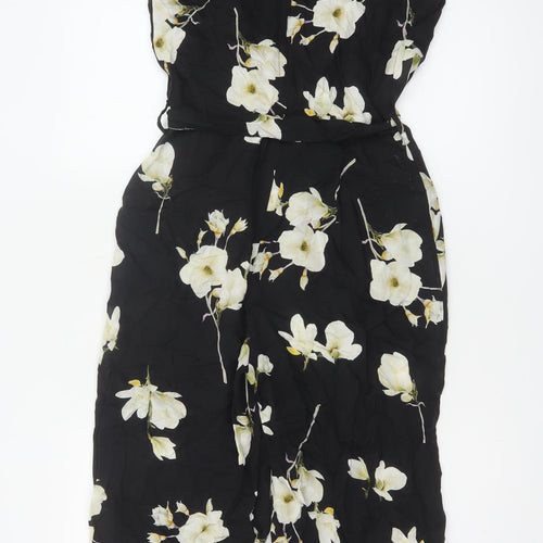 Dorothy Perkins Women Black Floral UK 10 Sleeveless Wide-Leg Jumpsuit
