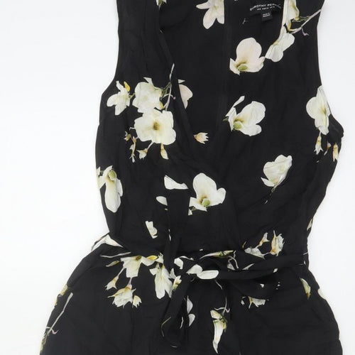 Dorothy Perkins Women Black Floral UK 10 Sleeveless Wide-Leg Jumpsuit