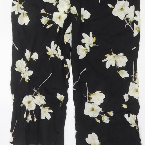 Dorothy Perkins Women Black Floral UK 10 Sleeveless Wide-Leg Jumpsuit