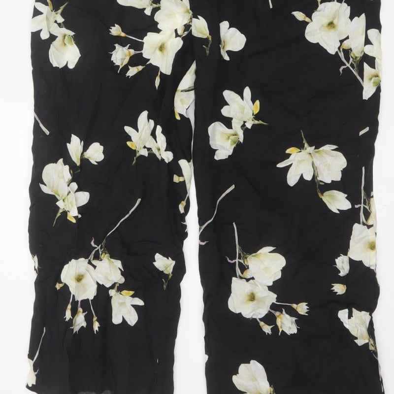 Dorothy Perkins Women Black Floral UK 10 Sleeveless Wide-Leg Jumpsuit