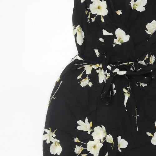 Dorothy Perkins Women Black Floral UK 10 Sleeveless Wide-Leg Jumpsuit