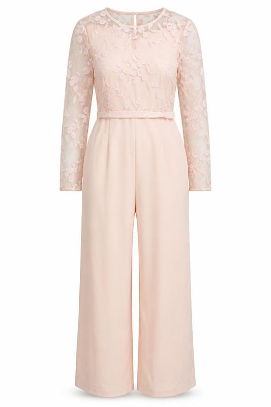 Coast Women Pink UK 14 Floral Lace Wide-Leg Occasion Jumpsuit