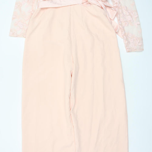 Coast Women Pink UK 14 Floral Lace Wide-Leg Occasion Jumpsuit